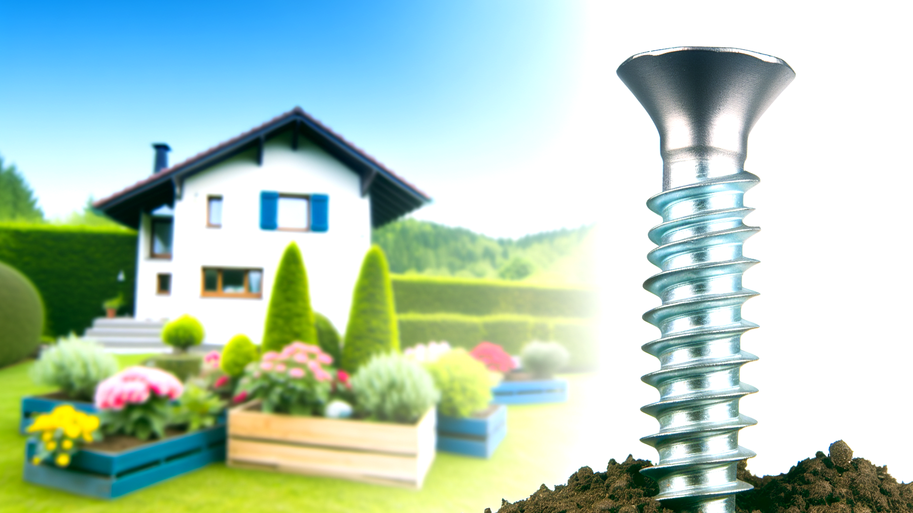 Giardino rigoglioso piante intrecciate strumenti giardinaggio"